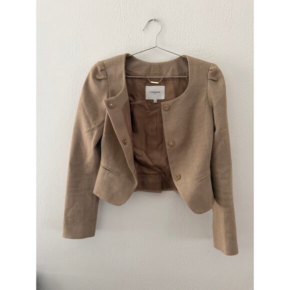 L.K. Bennett London Light Brown Cropped Blazer - Size US 2 - Picture 2 of 5